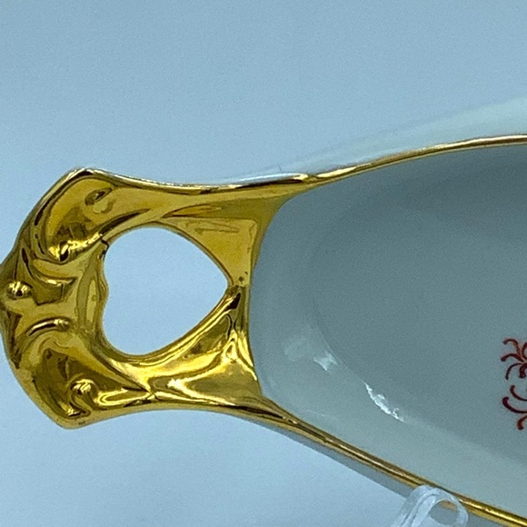 Hand Painted Gold Handled Oval Dish - Picture 6 of 12